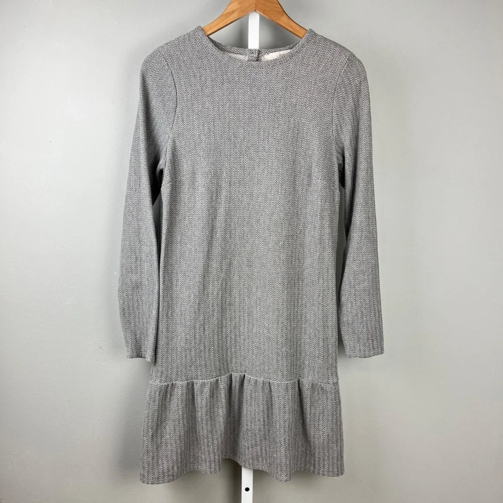Ann Taylor LOFT Herringbone Dress Womens M Gray Preppy Classic‎ Academia